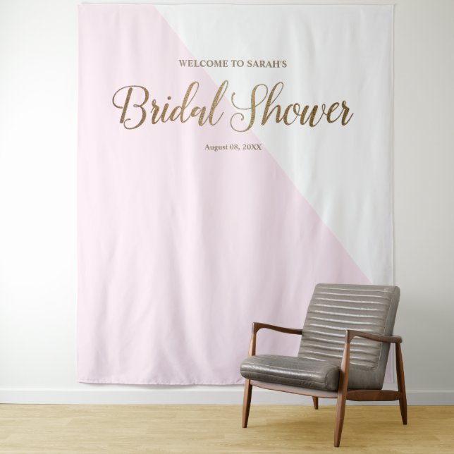 Modern Chic Blush Pink Gold Script Personalised Tapestry (In Situ)