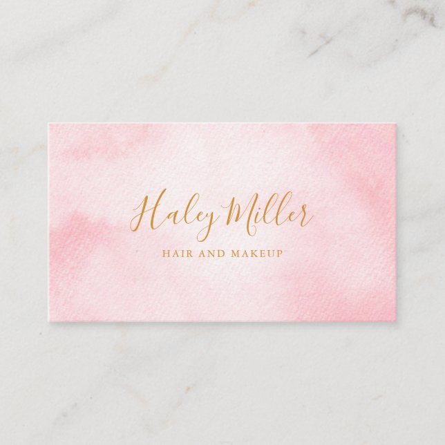 Modern Chic Blush Pink Watercolor Business Card (Front)