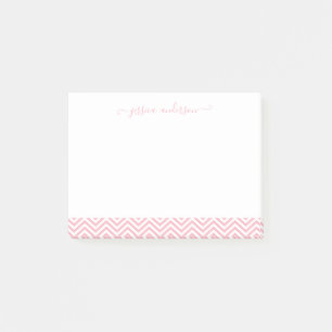 Modern Chic Blush Pink White Chevron Girly Script Post-it Notes