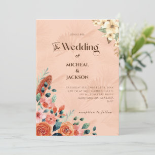 Modern Chic Bohemian Watercolor Floral  Invitation