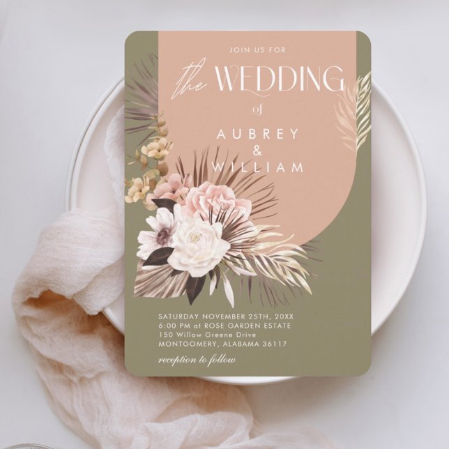 Modern Chic Bohemian Watercolor Floral Wedding Invitation (Creator Uploaded)