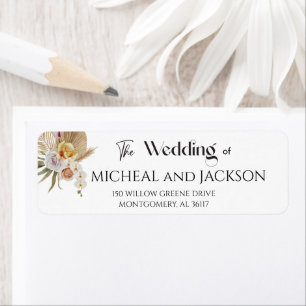 Modern Chic Bohemian Watercolor Floral Wedding Lab Return Address Label