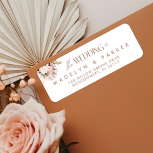 Modern Chic Bohemian Watercolor Floral Wedding Return Address Label