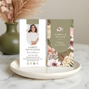 Modern Chic Bohemian Watercolor Florals Photo Arch Business Card