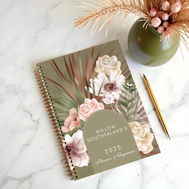 Modern Chic Bohemian Watercolor Florals Photo Arch Planner (Modern Chic Bohemian Watercolor Florals Photo Arch Planner)