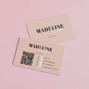 Modern Chic Boho Beige Feminine QR Code Business Card