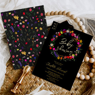 Modern chic boho bright wild flowers baby shower