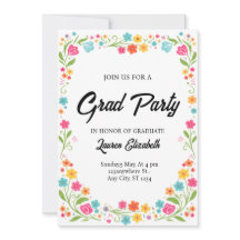 modern chic boho bright wild flowers graduation