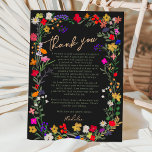 Modern chic boho bright wild flowers graduation thank you card<br><div class="desc">Send your heartfelt thank you for your graduation party with our Modern Chic Boho Bright Elegant Colourful wild flowers thank you card. Featuring pink, red, green, and purple hues botanical flowers inspired by wildflowers and watercolor rustic gardens with subtle greenery and modern boho script typography on black. Add 3 photos...</div>