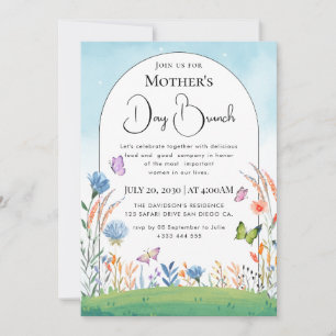 Modern chic boho bright wild flowers invitation