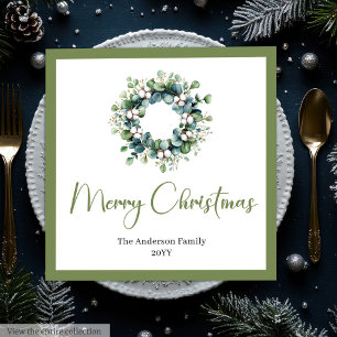 Modern Chic Boho Christmas Wreath in Neutral Tones Napkin