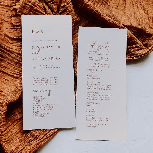 Modern Chic Boho Cream Flat Wedding Program (Creator Uploaded)