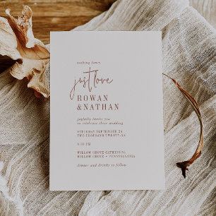 Modern Chic Boho Cream Just Love Wedding Invitation