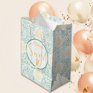 Modern Chic Boho Floral Sweet 16 Birthday Party Medium Gift Bag
