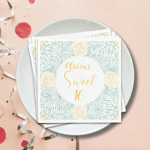 Modern Chic Boho Floral Sweet 16 Birthday Party Napkin