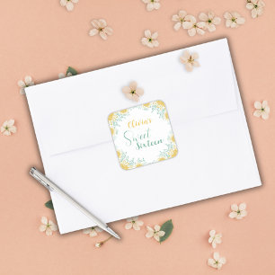 Modern Chic Boho Floral Sweet 16 Birthday Party Square Sticker