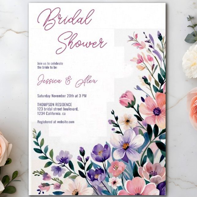 Modern Chic Boho Wild Flowers Wedding Invitation (Creator Uploaded)