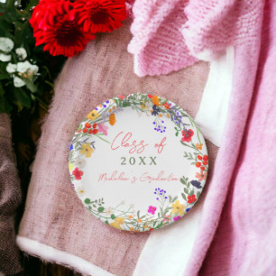 Modern chic boho wildflowers graduation paper plate