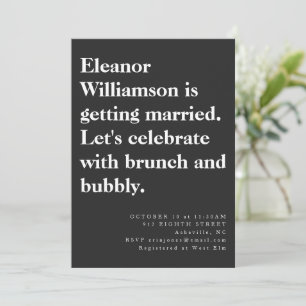 Modern Chic Bold Black Typography Bridal Brunch  Invitation