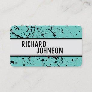 modern chic bold paint splatter turquoise business card