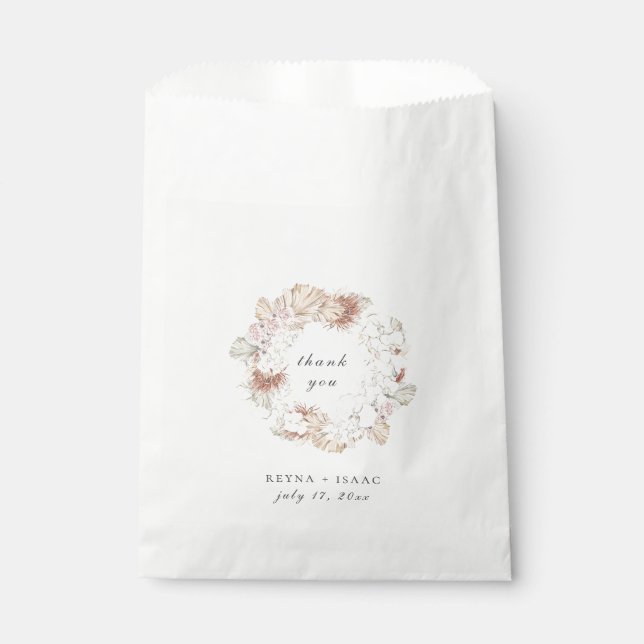 Modern Chic Botanical Wreath Wedding Favour Bag (Front)