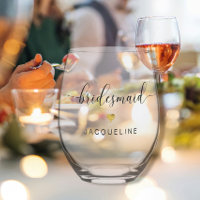 Modern Chic Bridesmaid Script Gold Heart Name