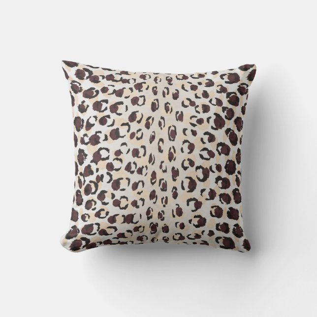 Modern chic brown cheetah print pattern monogram cushion (Front)