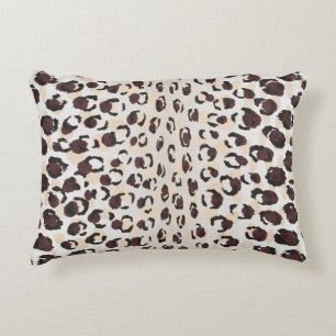 Modern chic brown cheetah print pattern monogram decorative cushion