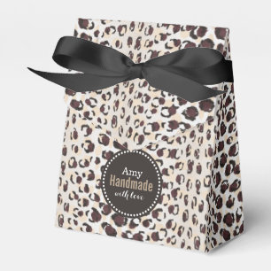Modern chic brown cheetah print pattern monogram favour box