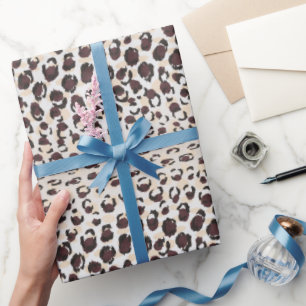 Modern chic brown cheetah print pattern monogram wrapping paper