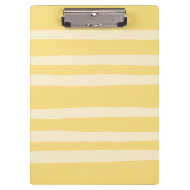 Modern Chic Butter Yellow Striped  Clipboard (Front)