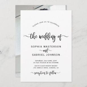 Modern Chic Calligraphy Script Photo Wedding Invitation