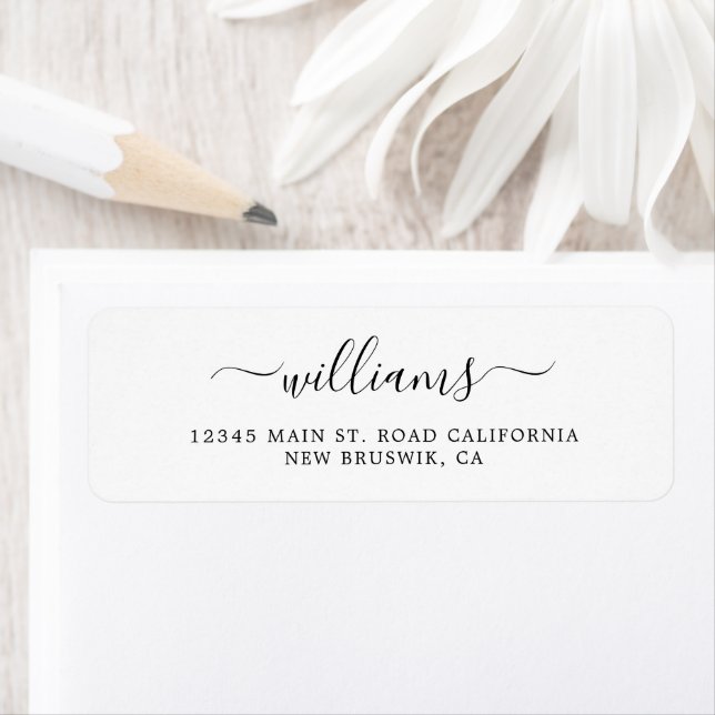 Modern Chic Calligraphy Script Return Address Return Address Label (Insitu)