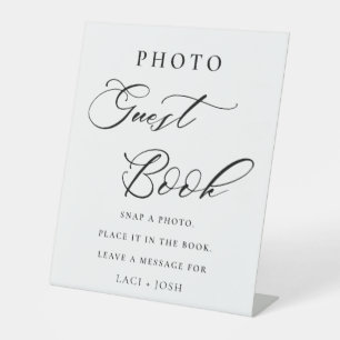Modern Chic Calligraphy Wedding Photo Guestbook Pe Pedestal Sign