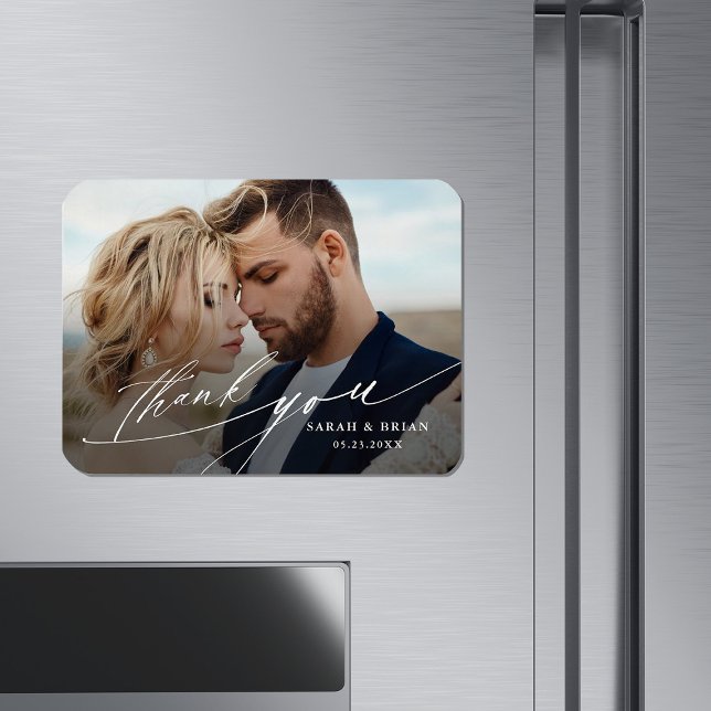 Modern Chic Calligraphy Wedding Photo Magnet (Creator Uploaded)