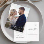 Modern Chic Calligraphy Wedding Photo Thank You