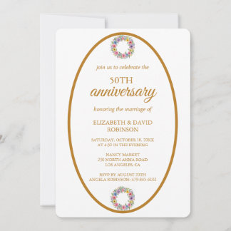 Modern chic celebration 50th anniversary wedding invitation