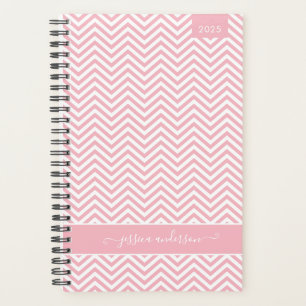 Modern Chic Chevron Zigzag Blush Pink Girly Script Planner