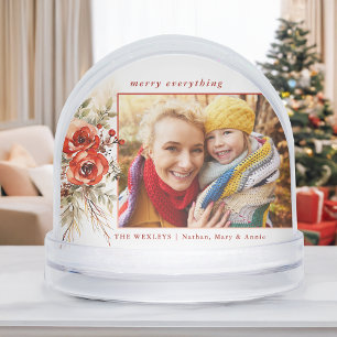 Modern Chic Christmas Botanical Photo Snow Globe