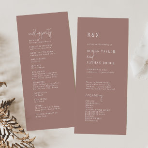 Modern Chic Cinnamon Pink Flat Wedding Program