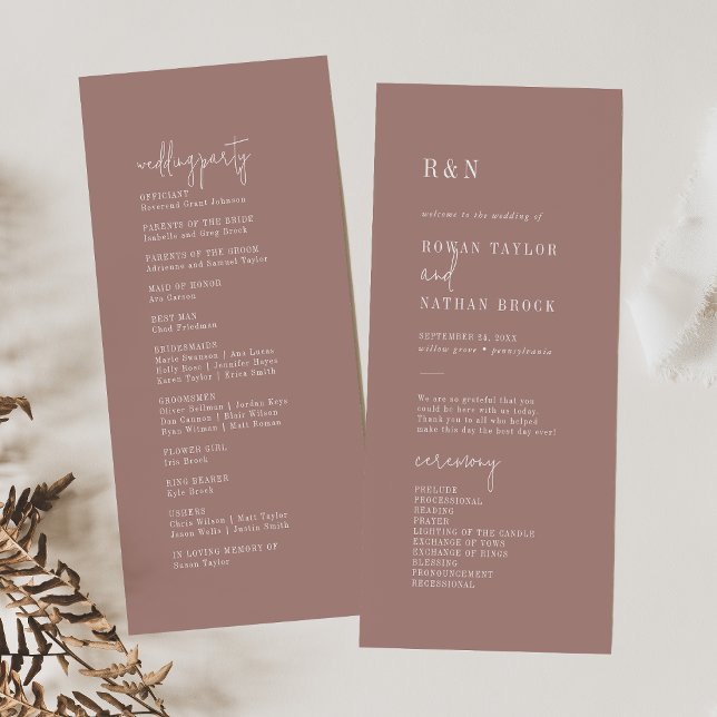 Modern Chic Cinnamon Pink Flat Wedding Program (Creator Uploaded)