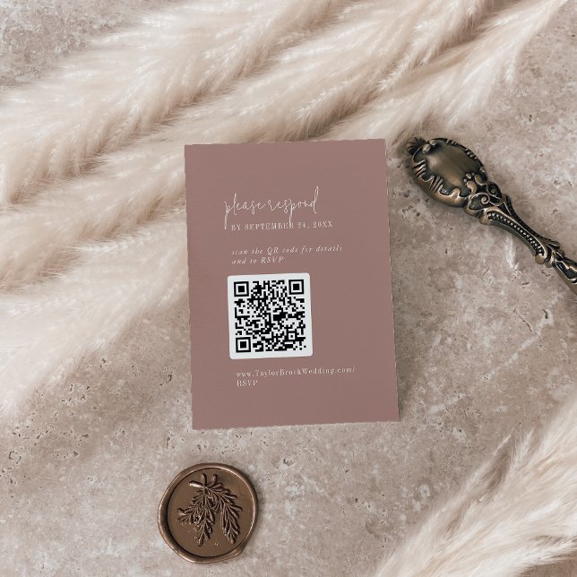 Modern Chic Cinnamon Pink QR Code RSVP Enclosure Card (Creator Uploaded)