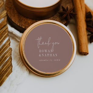 Modern Chic Cinnamon Pink Thank You Stickers
