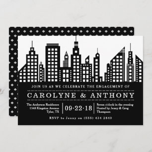 Modern Chic Cityscape Engagement Party Invitation