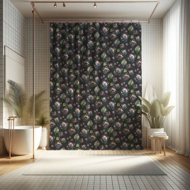 Modern Chic Colourful Stained Glass Flower Pattern Shower Curtain (Creator Uploaded)