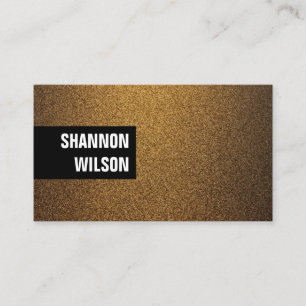 Modern chic copper glitter gold black frame business card
