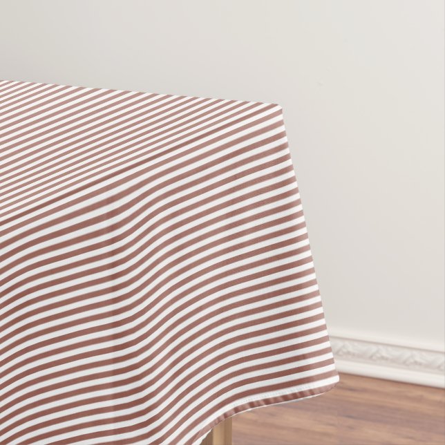 Modern Chic Copper Rust and White Striped Pattern Tablecloth (In Situ)