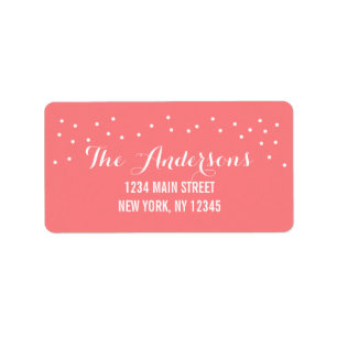Modern Chic Coral and White Dots Label