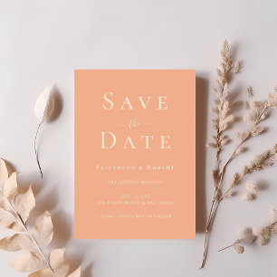 Modern Chic Coral Colour Typography Save the Date Invitation