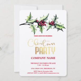 Modern Chic Corporate Christmas Watercolor Invitation